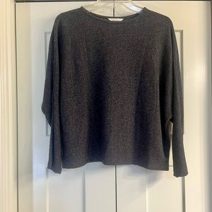 H&M Cropped Textured Sweater Dolman Sleeves Women’s Small Charcoal Lightweight